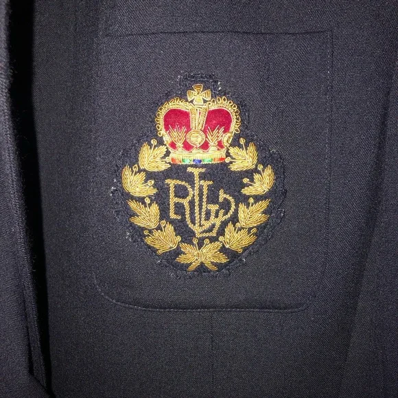 Lauren Ralph Lauren Double-Breasted Navy Blazer With Lauren Crest - Picture 4 of 11